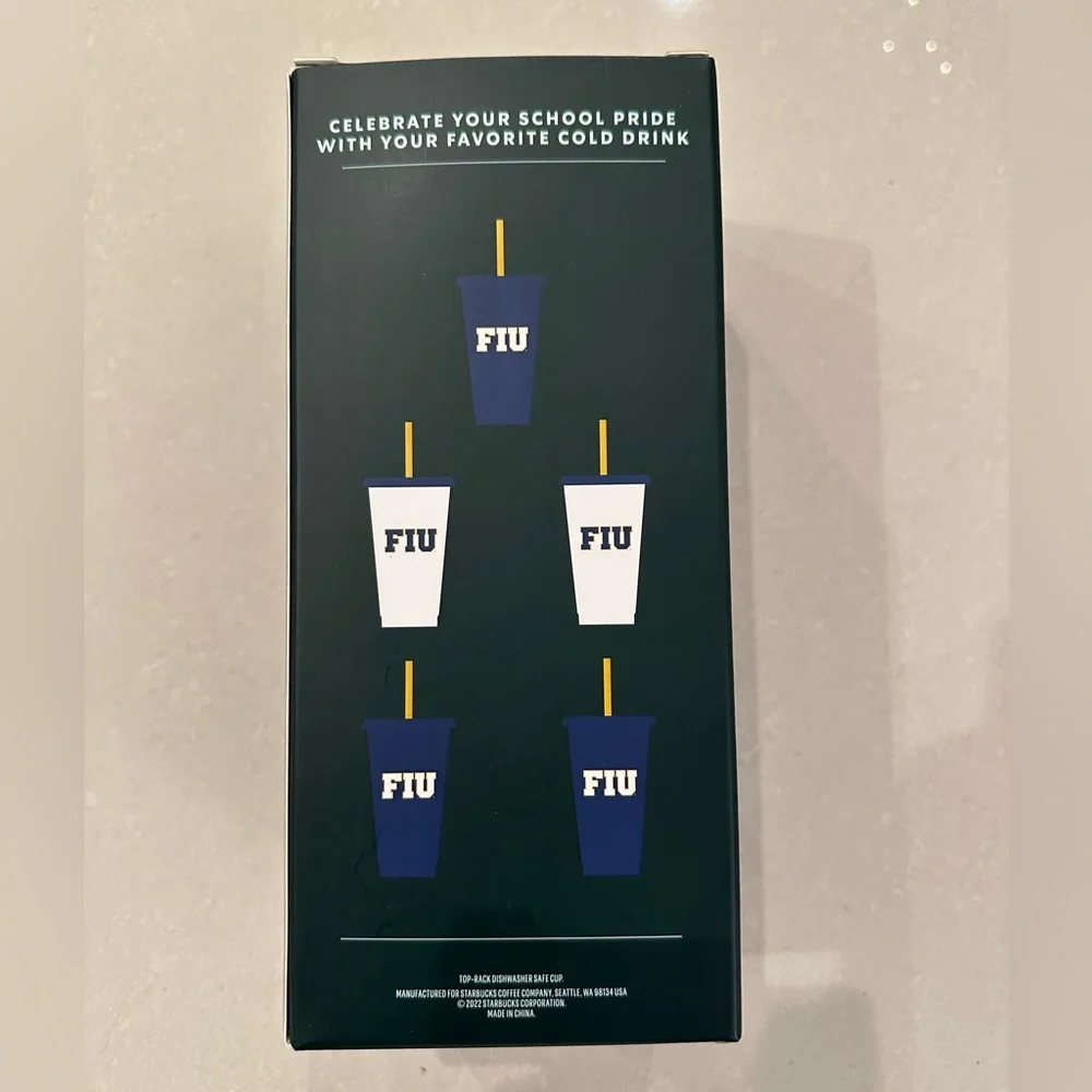NWT FIU Starbucks, FIU Collection Reusable Cold Cups, Set of 5 (16 FL OZ)